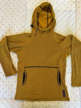 Melanzana Yellow Micro Grid Fleece Women's Hoodie- Women’s Small